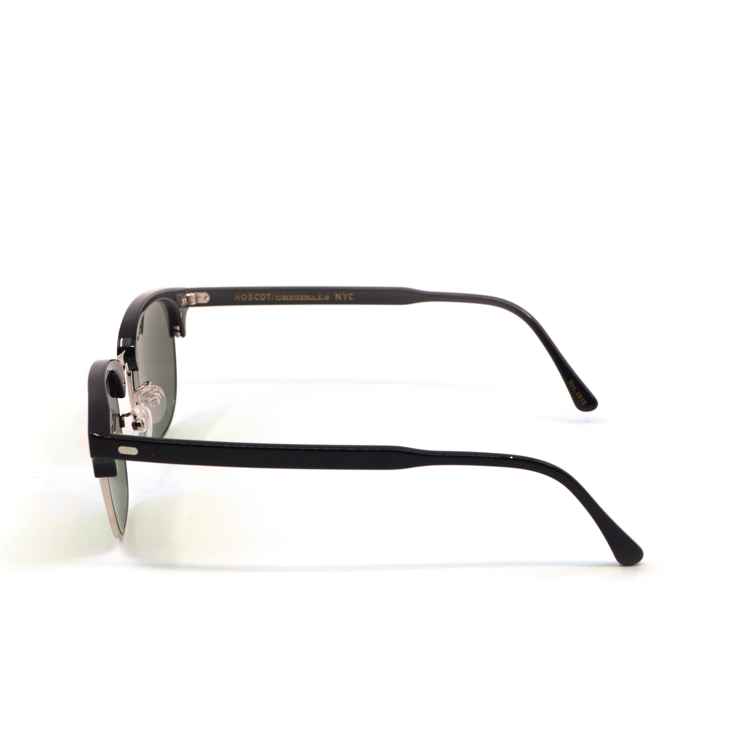 Die linke Seite Moscot Yukel Sun in Black Silver